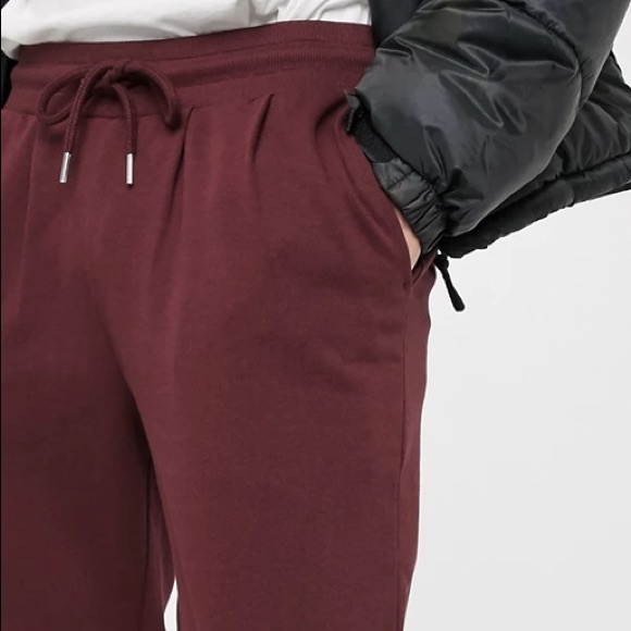 Asos Tapered Pleated Sweatpants Burgundy Joggers - Picture 3 of 7